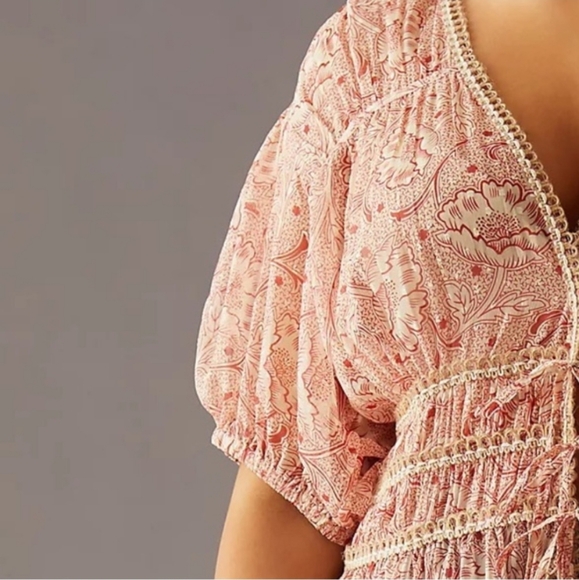 Anthropologie Forever That Girl Long Length Tie-Front Shirt Dress Boho Sheer NWT - Picture 3 of 10